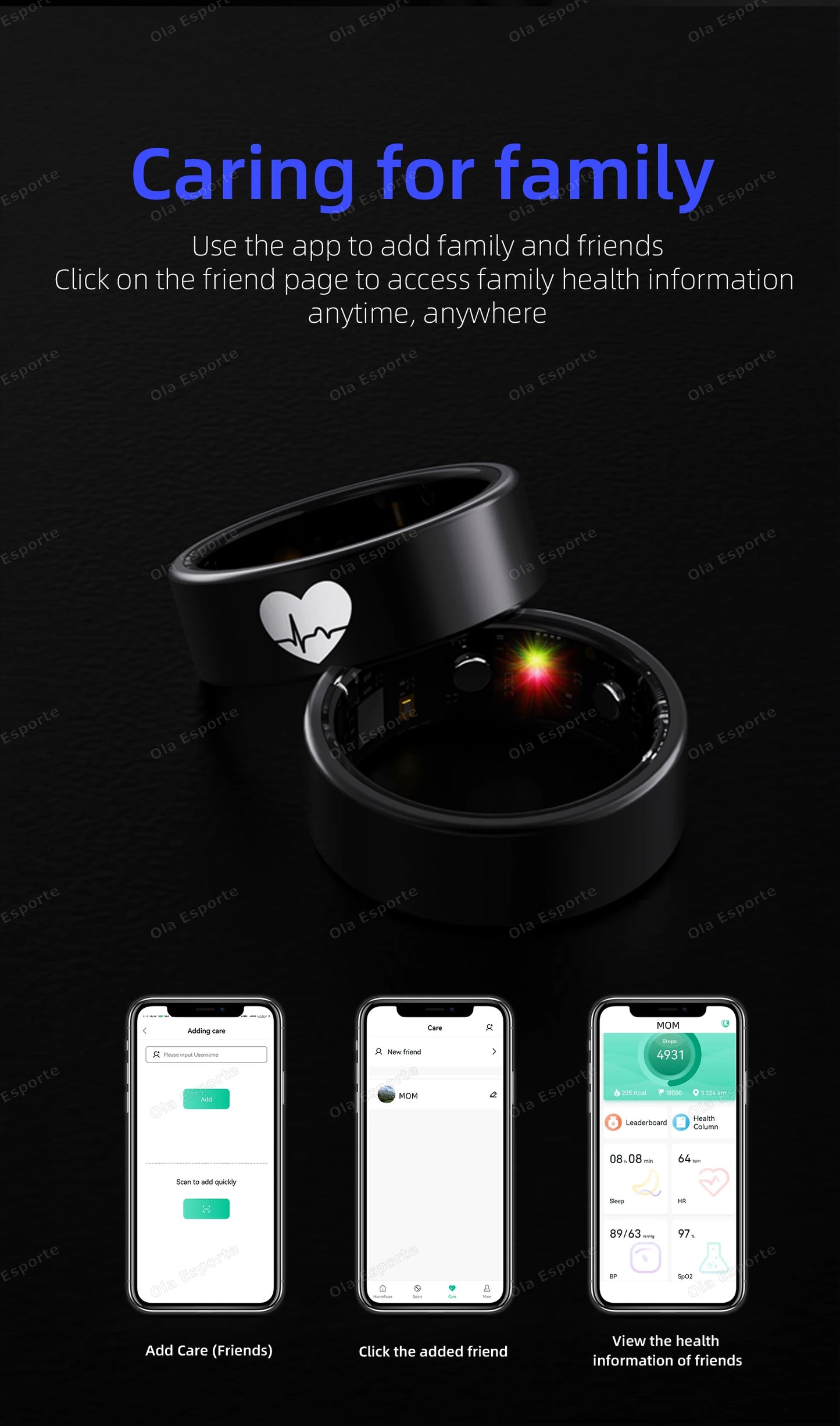 2026 New Smart Ring ECG Detection Blood Pressure,Heart Rate Ring,Body Temperature Monitor Waterproof GPS Tracking Men Women Ring