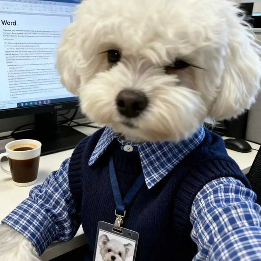 Separate Navy Blue Checkered Pet Shirts And Sweaters British Style Fashionable Gentleman Dog Clothing