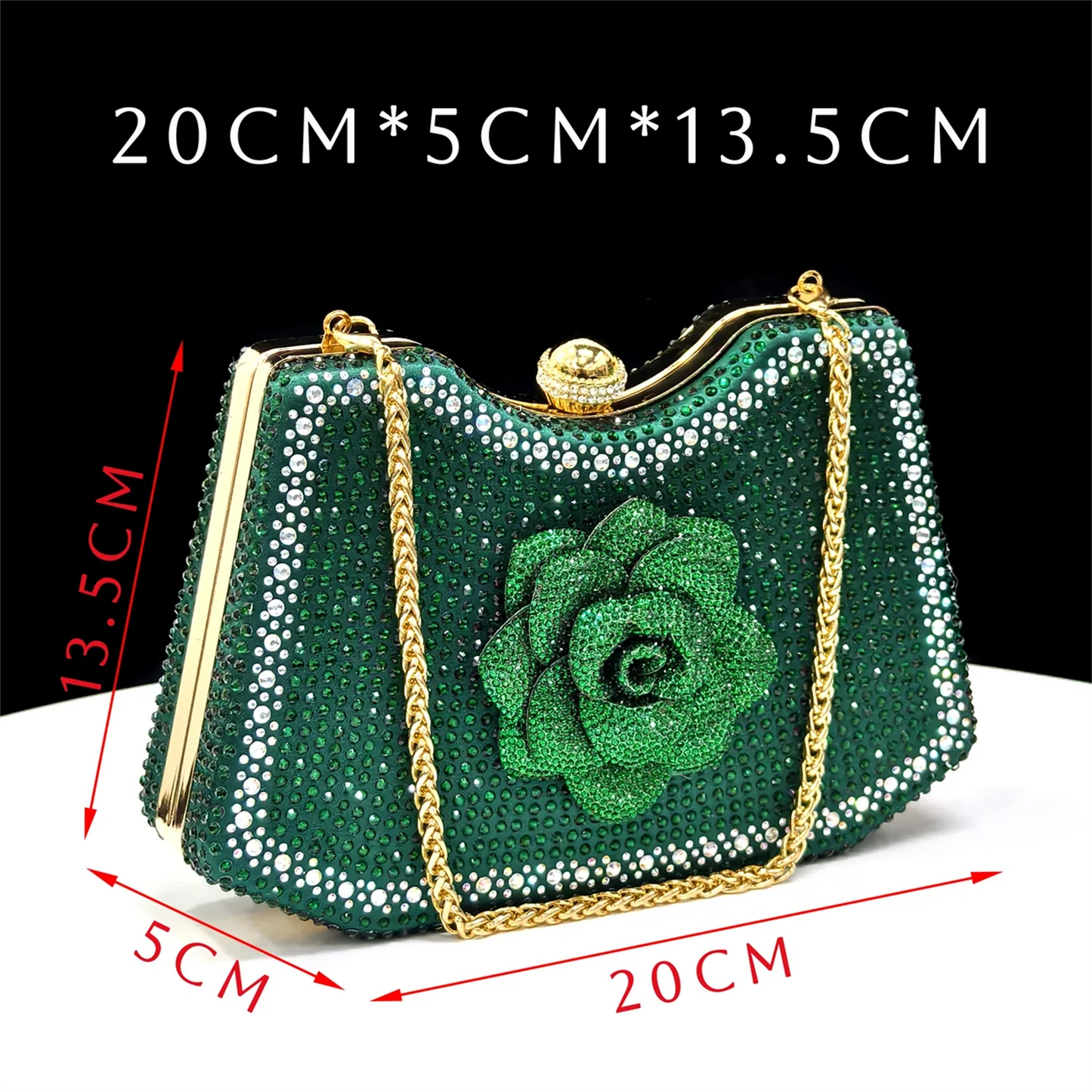 2026 Luxury Green 3D Rose Rhinestone Shoes And Bag Set Women Pointed Toe Slingback High Heels Matching Clutch For Wedding Party