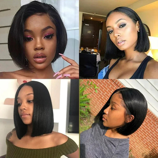 2026 New 4x4 Lace Front Bone Straight Wigs Cheap Short Bob Wig Brazilian Preplucked Lace Frontal Wigs