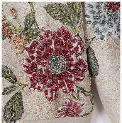 Luxury Beaded Embroidered Jacquard Bomber Jacket Women 2025 New Fashion Casual Chic Baseball Coat Elegant Versatile Outerwear