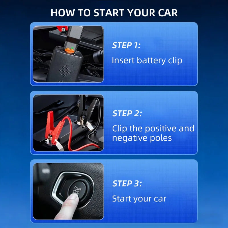 Car Tire Inflator with Professional Car Jump Starter Portable Car Starter Battery Charger 12V 2500A Booster 150PSI Air Pump