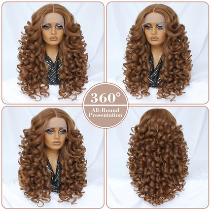 24Inch Latisha Synthetic Lace Front Wigs For Women Curly Afro Lace Wigs Black Blonde Orange 13X4.5X1 Cosplay Hair Daily Use