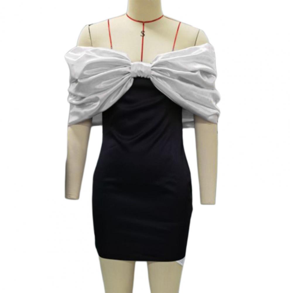 Simple  Sexy Chest Wrap Design Bodycon Dress Above Knee Length Mini Dress Short Sleeve   for Going Out