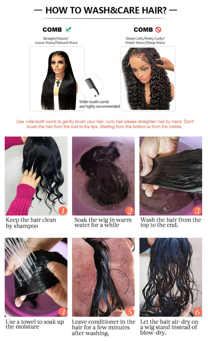 Water Wave 9x6 Ultra Fitted Glueless Wig Human Hair Ready To Wear 34in 250% Real HD Lace Human Hair Lace Frontal Wig Pre Plucked