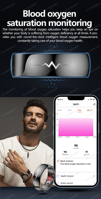 New ECG Smart Ring Men Women Bluetooth Blood Heart Rate Blood Oxygen Health Monitoring Multi Sports 5ATM Waterproof smartring