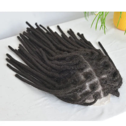 Human Hair Transparent Full Lace Base Afro Dreadlock Extensions Toupee For Men/Women 0.6cm Loc Extensions Human Hair Dreadlock1B