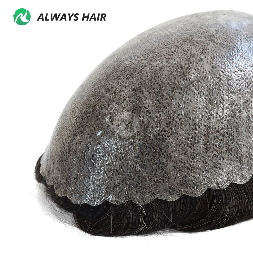 I SKIN Men's Capillary Prothesis 0.12-0.14mm Indian Human Hair 130% Hair Density Men Toupee 6x8 6x9 7x9 7x10 8x10 Size Wig Man