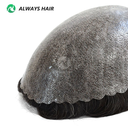 I SKIN Men's Capillary Prothesis 0.12-0.14mm Indian Human Hair 130% Hair Density Men Toupee 6x8 6x9 7x9 7x10 8x10 Size Wig Man
