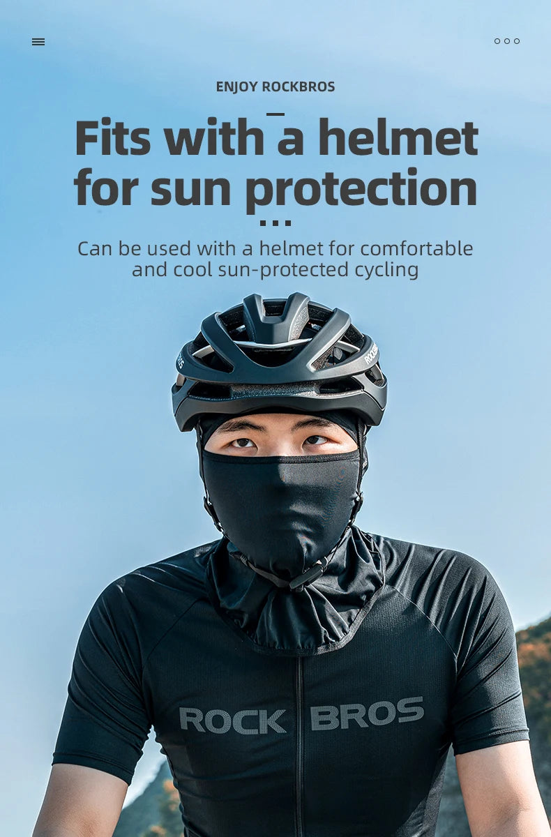ROCKBROS Summer Ice Silk Cycling Mask Caps Outdoor Sun Protection Sports Motorcycle Cool Full Face Bicycle Mask Bike Scarf Mask
