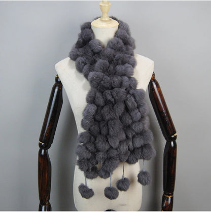 Women Winter Warm Real Rabbit Fur Scarf Hot Sale Natural Rabbit Fur Muffler 2025 Lady 100% Genuine Fur Scarves Wholesale Retail