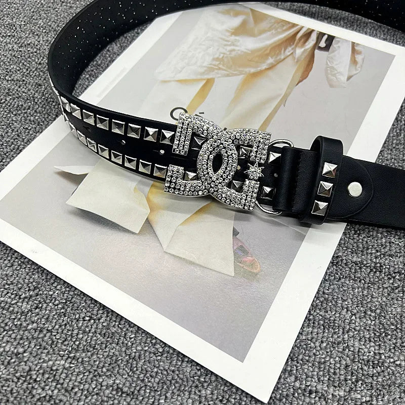 Gothic Punk Letter Rivet Belt Street Dance Style for Men And Women Casual Fashion Accessory Streetwear Hip Hop Waist Belt