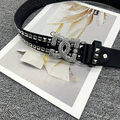 Gothic Punk Letter Rivet Belt Street Dance Style for Men And Women Casual Fashion Accessory Streetwear Hip Hop Waist Belt