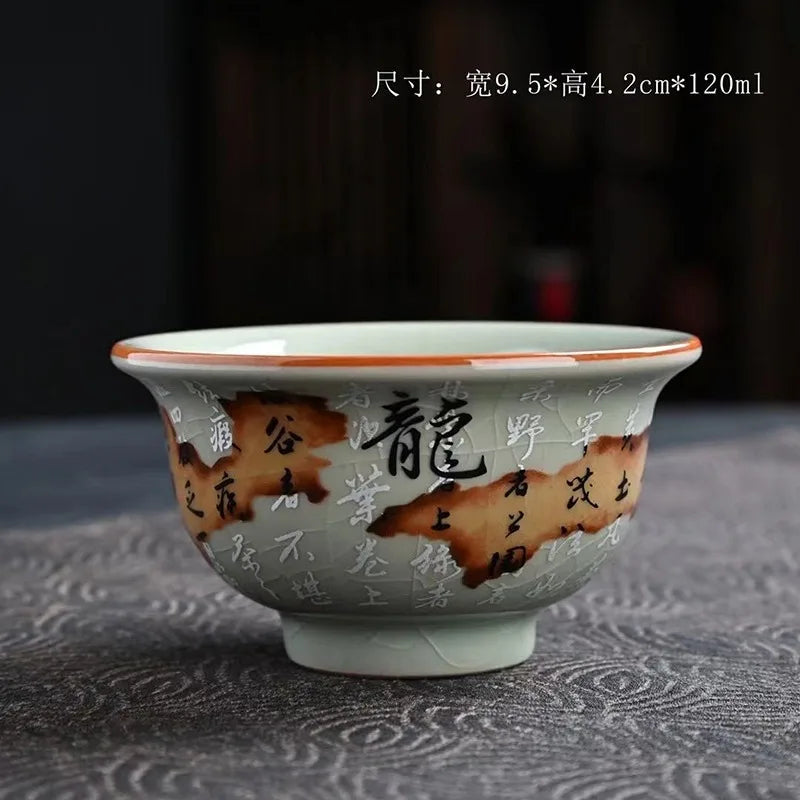 Vintage Teapot Ceramic Dragon Tea Kettles Home Office Kungfu Teaware Cups Set Chinese Tea Infuser Handmade Teacups