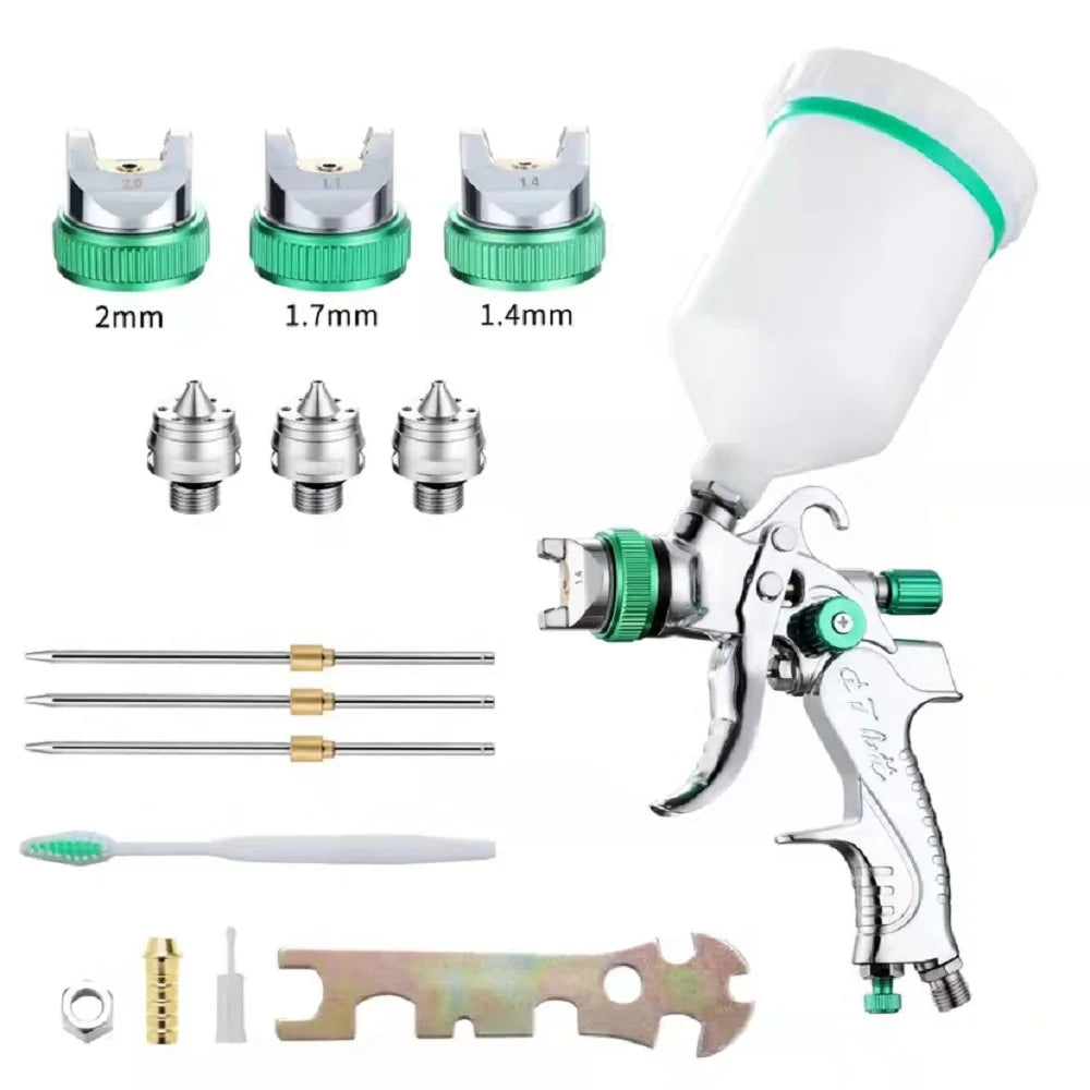 HVLP Spray Gun Adjustable Metal Atomizing Spray Gun for Painting Aerograph Cars Tool Flow Control Sprayer Paint Airbrush Set