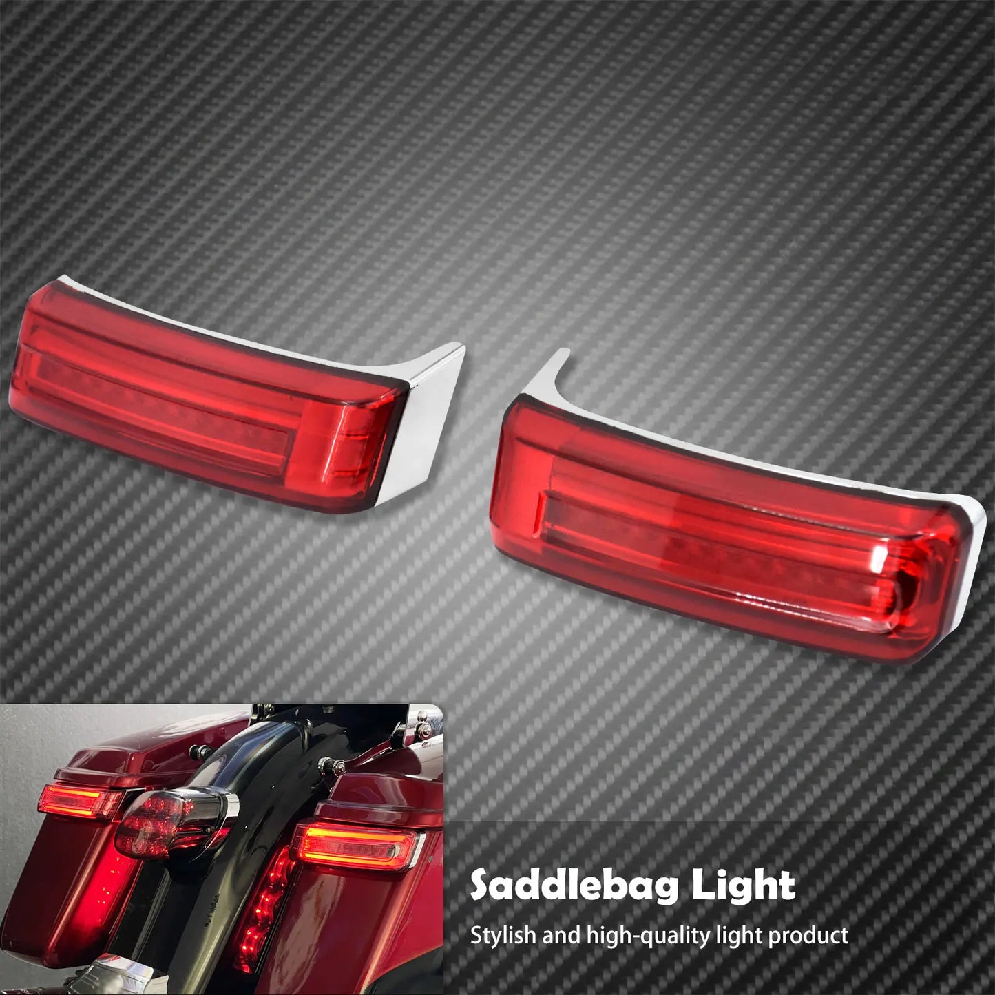 2xMotorcycle LED SaddleBag Turn Lamp Light Run Brake Light For Harley Touring Street Glide Road King FLHR Limited CVO 2014-2022