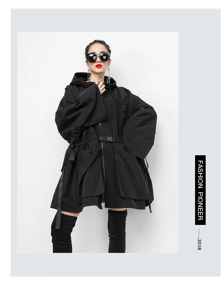 Amax luluE 2025 Fashion Korean Fall Ladies Loose Streetwear Womens Long Hooded Trench Coat Oversized Windbreaker Casual Clothes