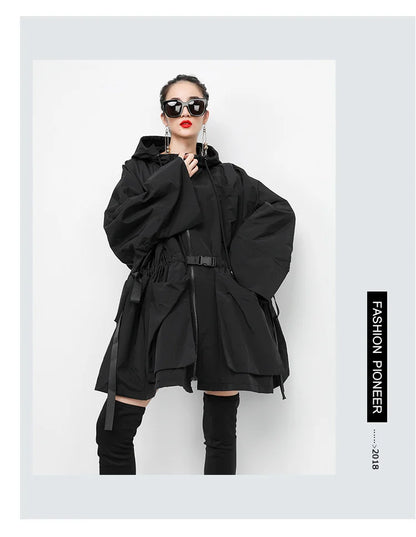 Amax luluE 2025 Fashion Korean Fall Ladies Loose Streetwear Womens Long Hooded Trench Coat Oversized Windbreaker Casual Clothes