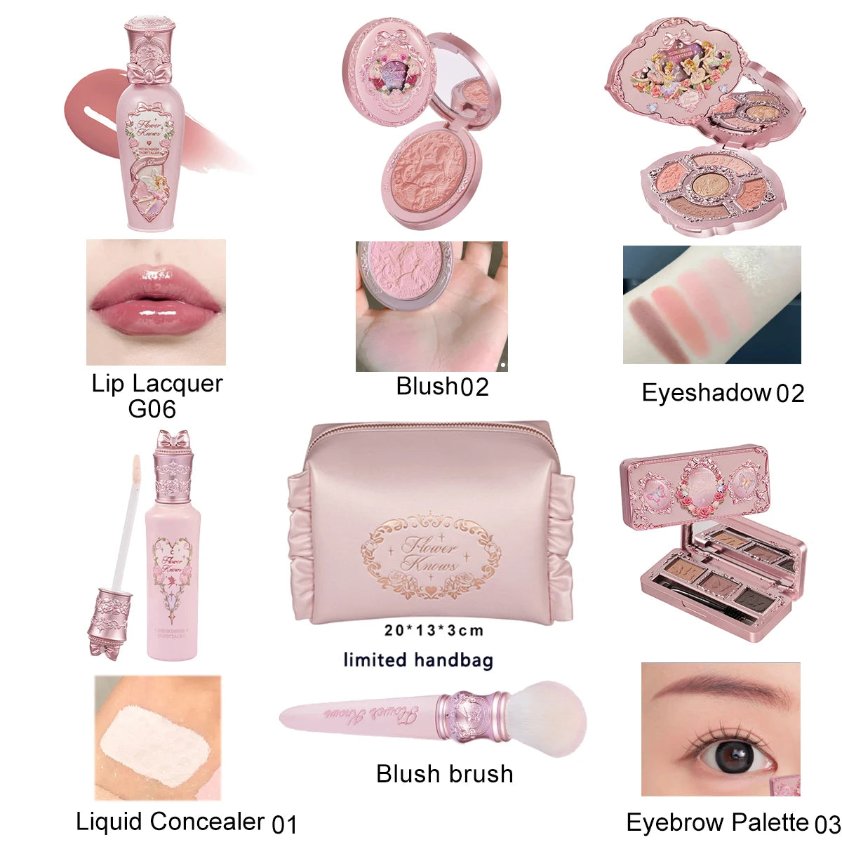Flower Knows Midsummer Fairytale Makeup Set Velvet Blush Gloss Eyeshadow Long Lasting Cruelty Free Daily Wear Gift for Girls