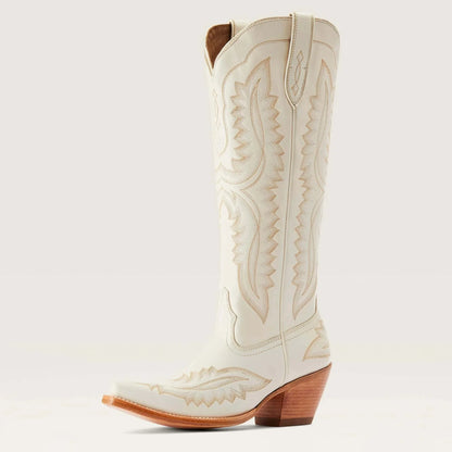 Women Western Cowboy Style Boots Pointed Thick High Heels Knee Length Embroidered Boot Autumn Block Heel Retro Casual Shoes