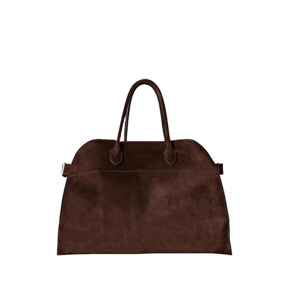 Elegant Suede Tote Bag Luxury Leather Large Capacity Shoulder Bag Minimalist Fashion Commute Handbag Soft Casual Shopping Bag