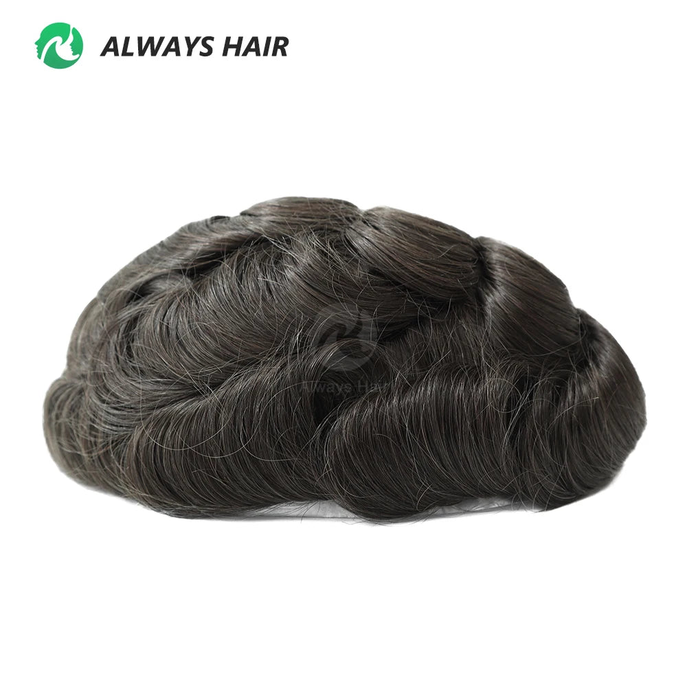 I SKIN Men's Capillary Prothesis 0.12-0.14mm Indian Human Hair 130% Hair Density Men Toupee 6x8 6x9 7x9 7x10 8x10 Size Wig Man
