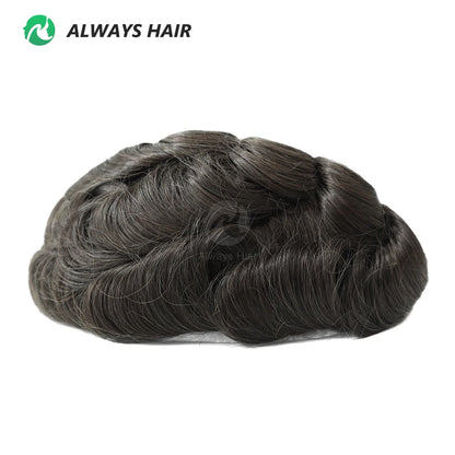 I SKIN Men's Capillary Prothesis 0.12-0.14mm Indian Human Hair 130% Hair Density Men Toupee 6x8 6x9 7x9 7x10 8x10 Size Wig Man