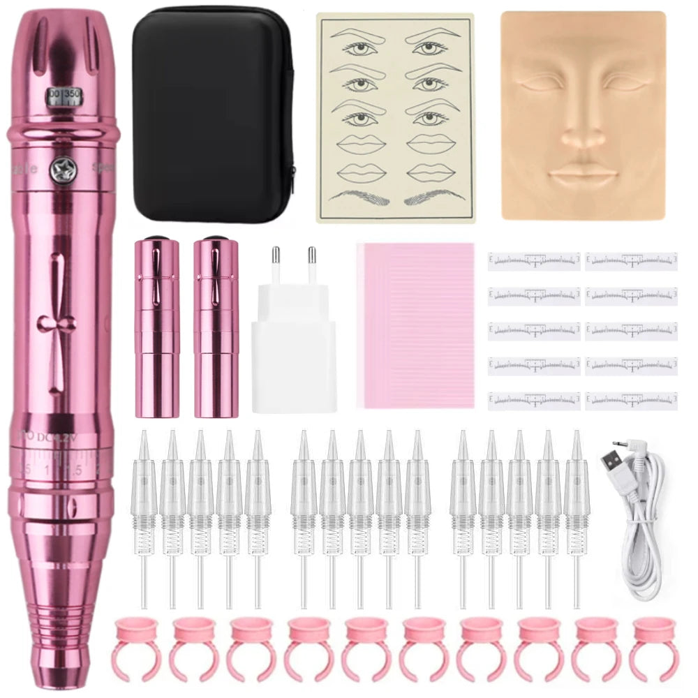 Wireless PMU Machine Kit or Disposable Sterilized Tattoo Needles for Permanent Eyebrow Lip Eyeliner Makeup Tattoo Pen Machine