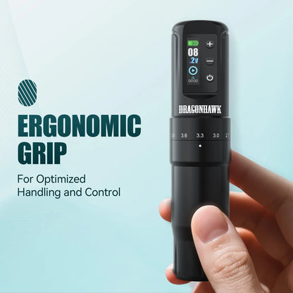 Dragonhawk Wireless Tattoo Machine 7 Strokes Length Power By Mcore-A3 Wireless Wire Battery RCA  Pen Rotary Gun Supplies