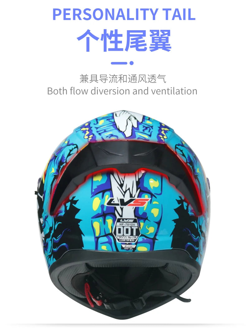 Motorcycle helmet, men's and women's dual lens full helmet, four season couple street bike safety helmet