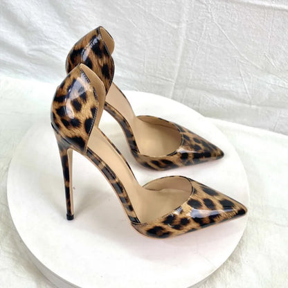 Leopard Print Sexy Women Pumps Shoes Women High Heels Pointed Toe Wedding Shoes 12cm Chaussure Femme QP023 ROVICIYA