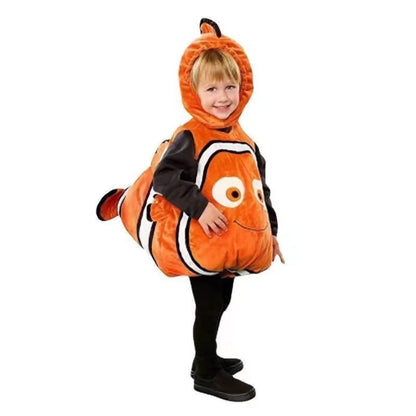 Toddler Clown Fish Cartoon Animal Underwater Mobilization Nemo Clown Fish Jumpsuit Headgear Performance Costume Children's Set
