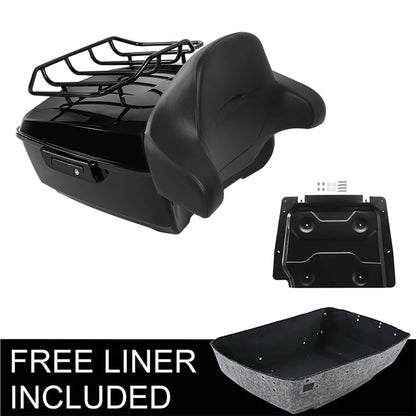 Motorcycle King Trunk Rack Backrest For Harley Touring Street Glide Road Glide 2014-2025
