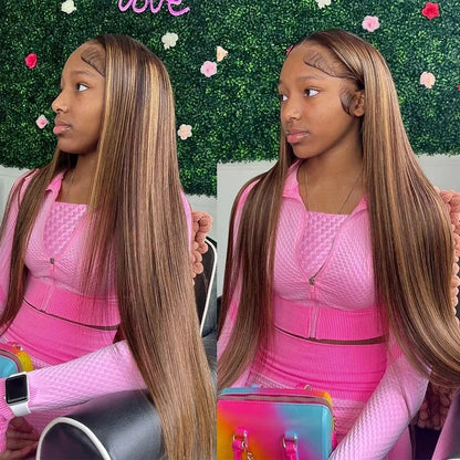 13x4 13x6 HD Lace Front P427 Highlight Bone Straight Human Hair Wigs 200 Density Brazilian  Honey Blonde Colored Human Hair Wigs