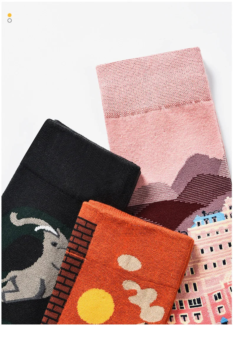 2024 Autumn and winter new socks female French plant series in high tide women's socks  designer socks