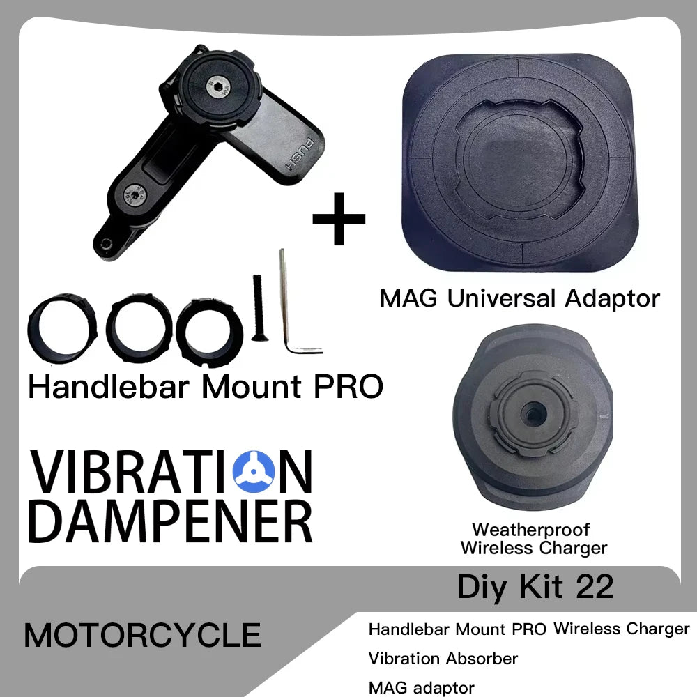 Motorcycle Handlebar Stem Fork Mount Holder Phone Mount Vibration Dampener MAG Universal Adaptors Wireless Charger Mirror Brake