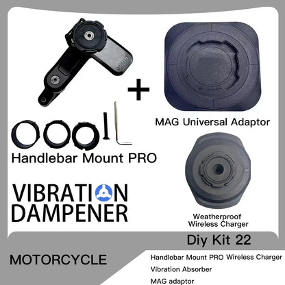 Motorcycle Handlebar Stem Fork Mount Holder Phone Mount Vibration Dampener MAG Universal Adaptors Wireless Charger Mirror Brake