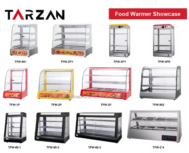 Counter Curve Glass Pizza Chicken Pie Commercial Food Warmer Electric Display Showcase Bakery Snack Food Chicken