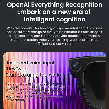 AI Smart Glasses 800W HD Camera 32 Million Interpolation Real-Time Translation AI Voice Assistant LED Flashlight  Music