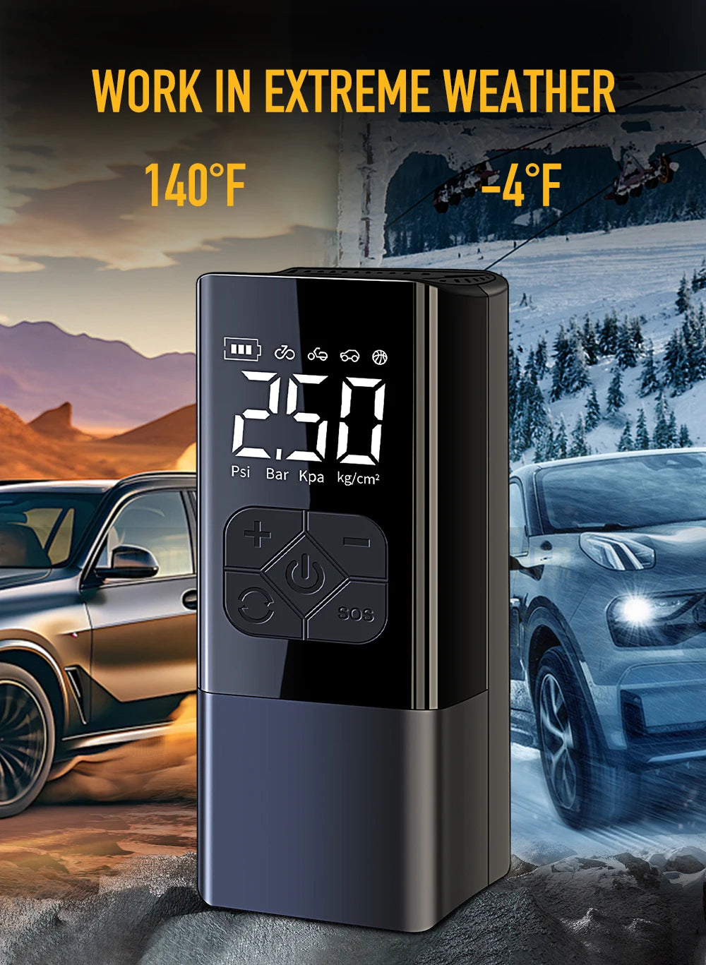 2500A Professional Car Starter Car Booster with 150PSI Air Compressor Power Bank Portable Charger for Car Battery Jump Starter