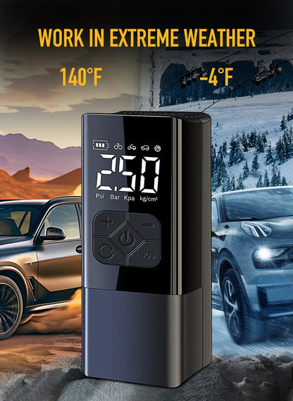 2500A Professional Car Starter Car Booster with 150PSI Air Compressor Power Bank Portable Charger for Car Battery Jump Starter