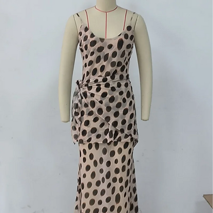 2026 Women Chic Vacation Outfits Fashion Leopard Print Sheer Chiffon Shirt Casual Turn-down Collar Mini Dress & Detachable Scarf