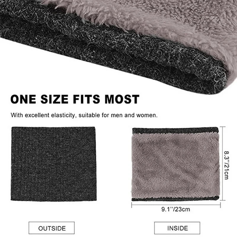 Winter Scarf for Men Fleece Ring Bandana Knitted Warm Solid Scarf Women Neck Warmer Thick Cashmere Hot Handkerchief Ski Mask
