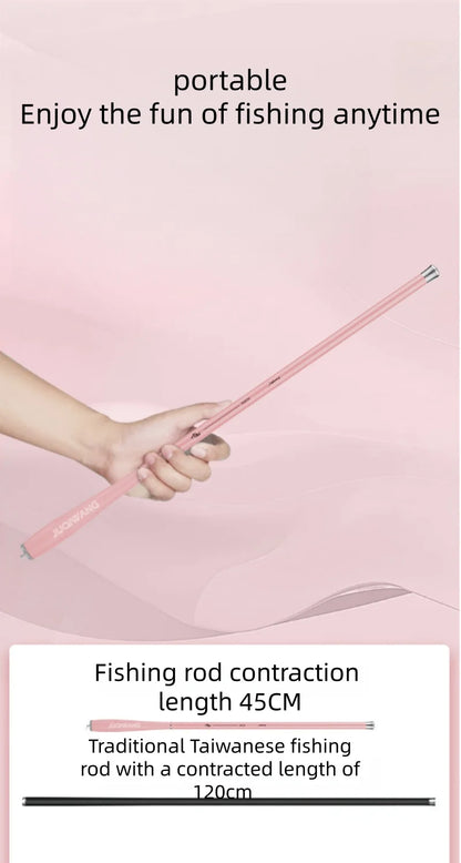 Pink Ultra Light Telescopic Fishing Rod 1.5-3 Meters Carbon Fiber Mini Handheld Fishing Rod Portable Children's Fishing Tool