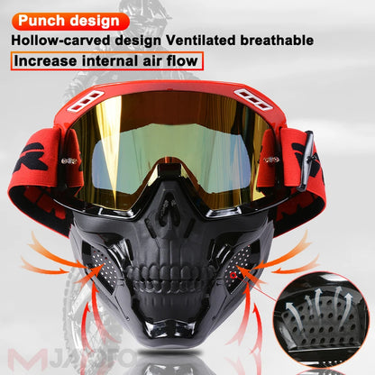VEMAR Detachable Motorcycle Helmet Goggles Cycling Glasses Man Windproof Dust-proof Motocross Face Mask Goggles Glasses Block UV