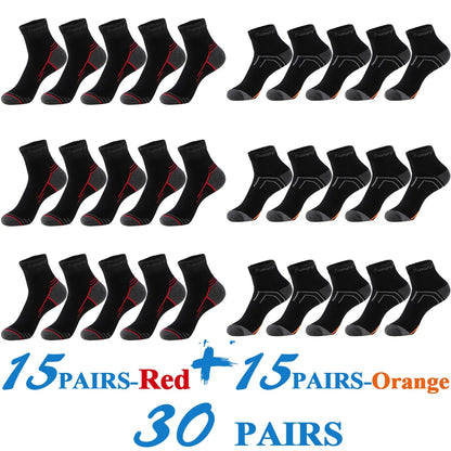 5 Pairs/Lot Mens Running Socks Casual Outdoor Sports Cotton Orange Red Stripes Compression Black 15 Styles Travel Hot Sale 2024