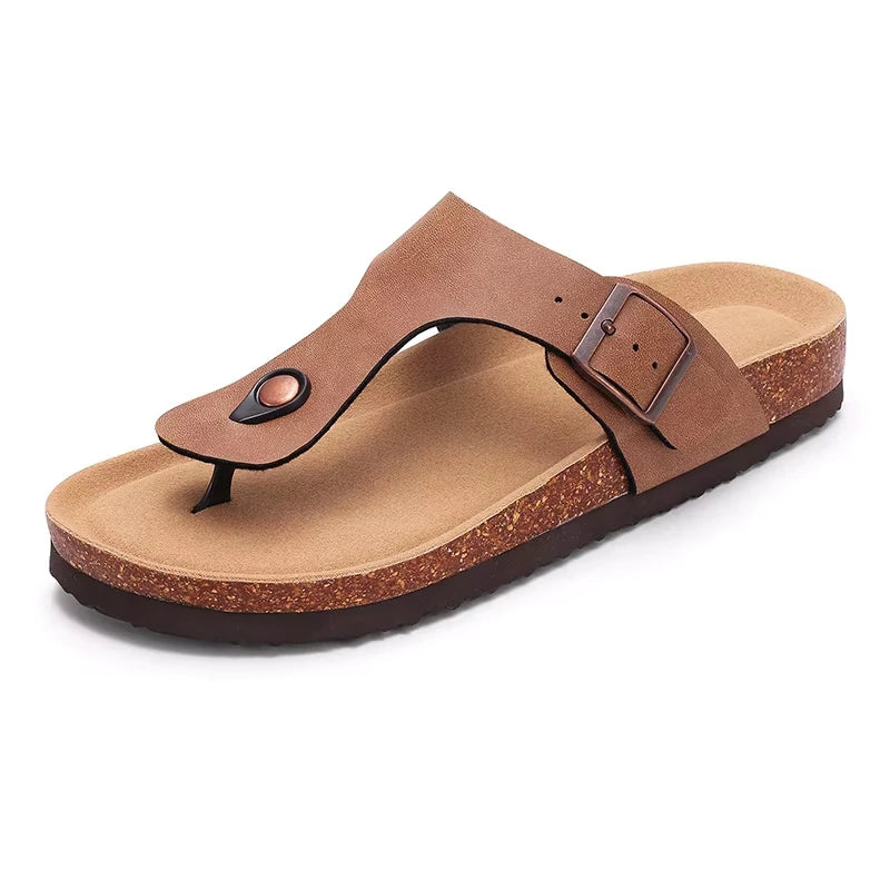 Crestar Women's Suede Clogs Lady Fashion Buckle Leather Mules Comfort Cork Footbed Potato Shoes with Arch Support Beach Sandal