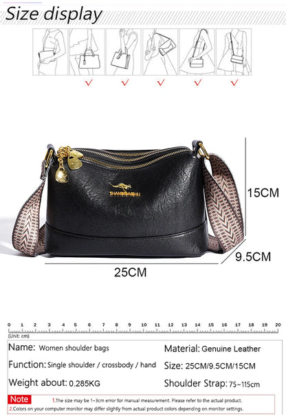 100% Cow Leather High Quality Handbag Purse Women Bag Trend Luxury Designer Shoulder Crossbody Sac Ladies Branded Fashion Totes