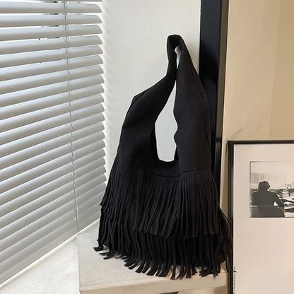 Suede Tassel High Quality Faux Shoulder Bags Fashion Large Capacity Sense of Luxury Popularity Women's Tote Bags Casual New