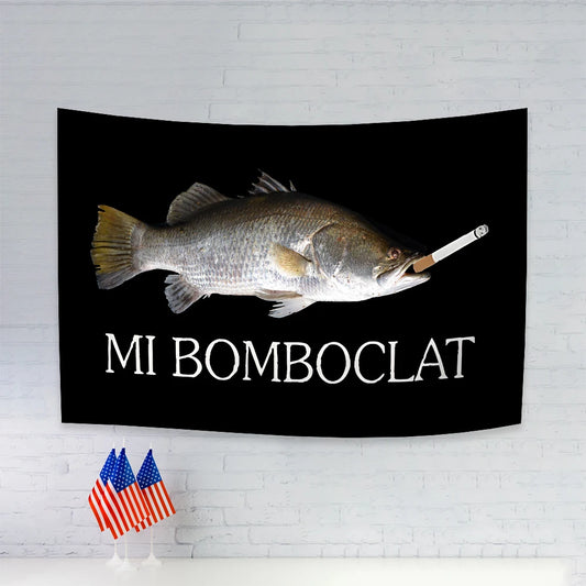 60X90 90X150CM Funny Boclat Fish Meme Flag Wall Hanging Tapestry Room Decor Double Penetration for Room Decor Dormitory Decor